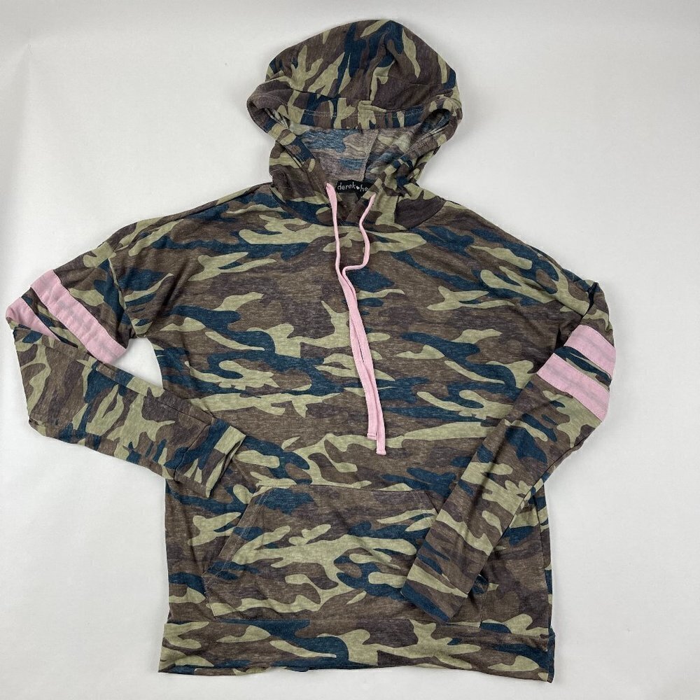 Derek Heart Womens Hoodie Green Camo Medium - Picture 2 of 8